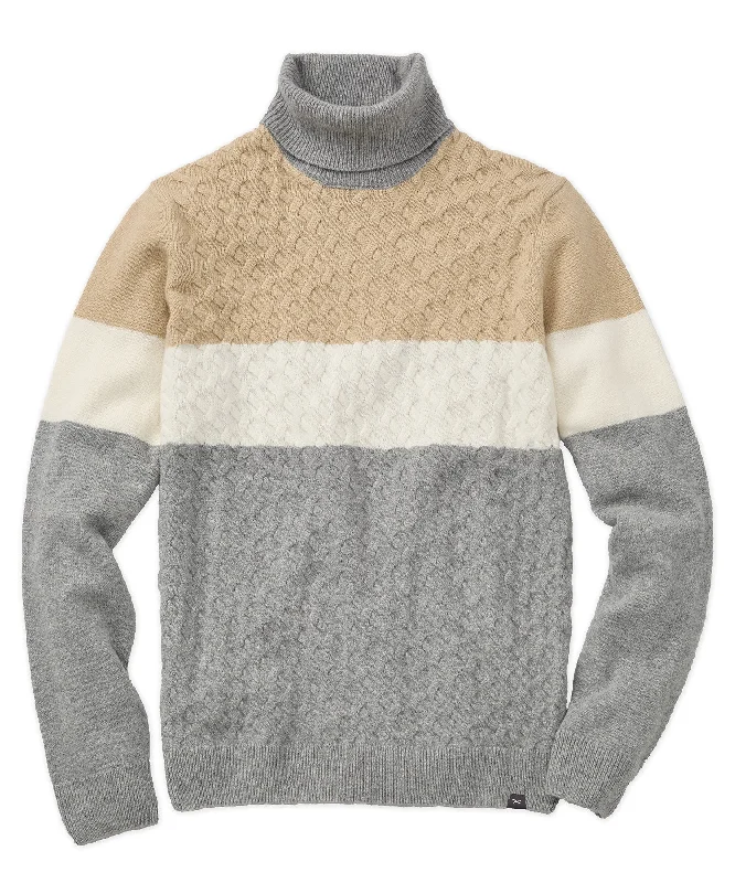 Chest Stripe Diamond Cable Mock New Sweater