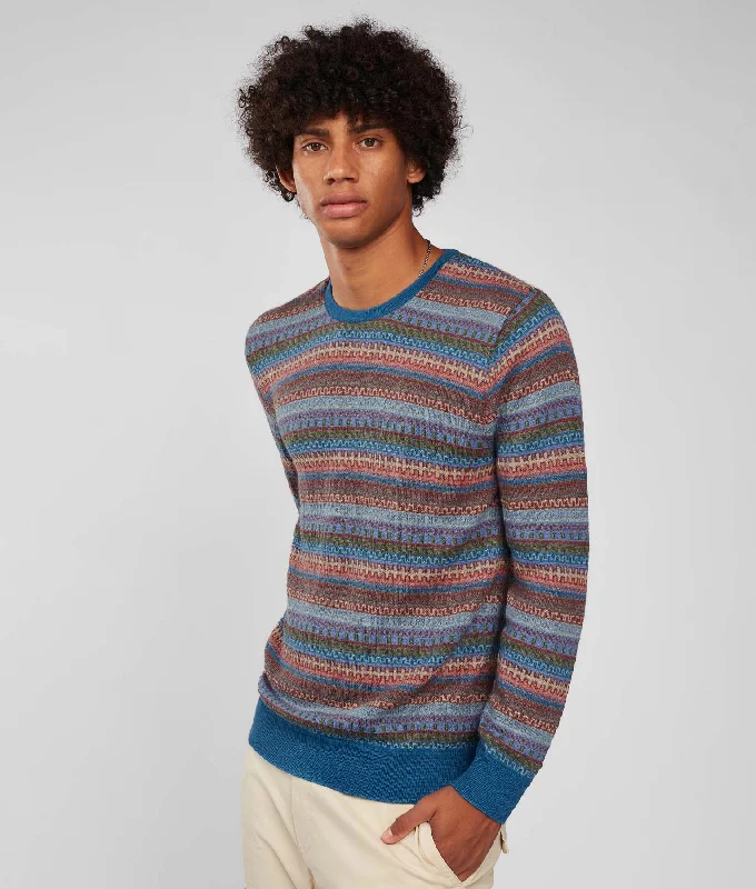 All Over Jacquard O Neck Pullover