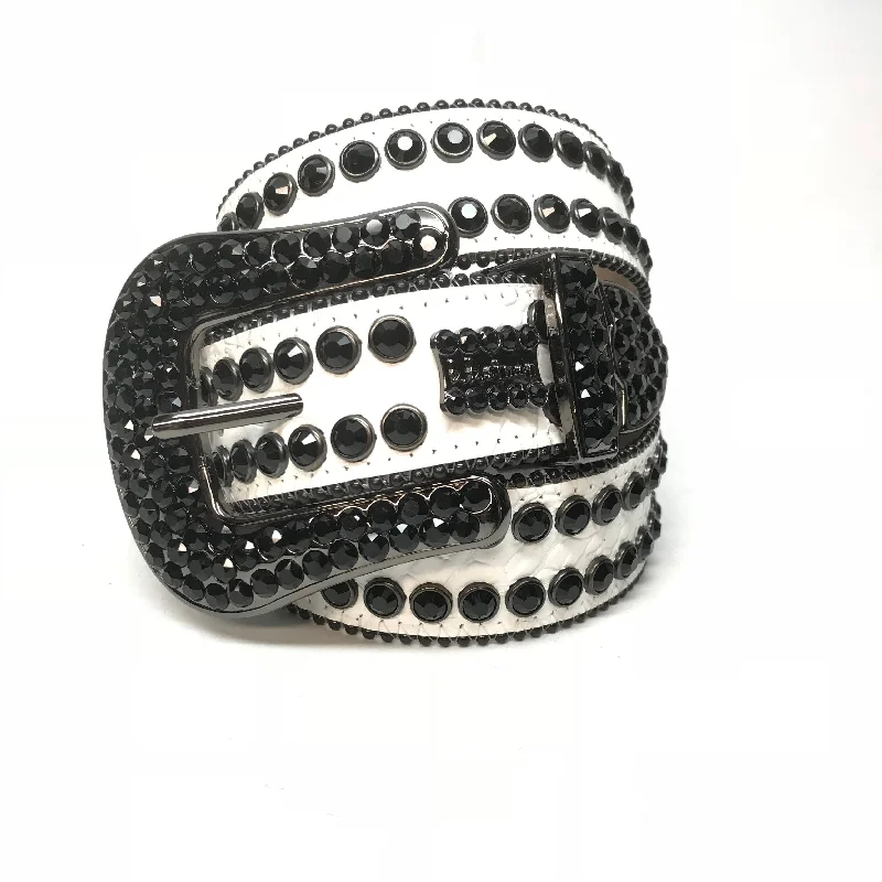 b.b. Simon White Black Double Row Black Crystal Belt