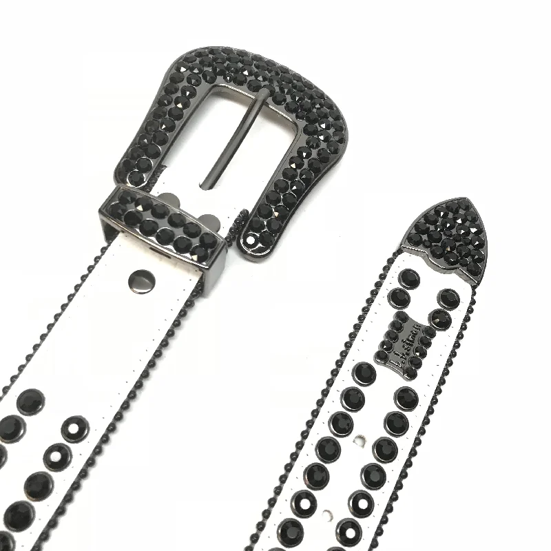 b.b. Simon White Black Double Row Black Crystal Belt