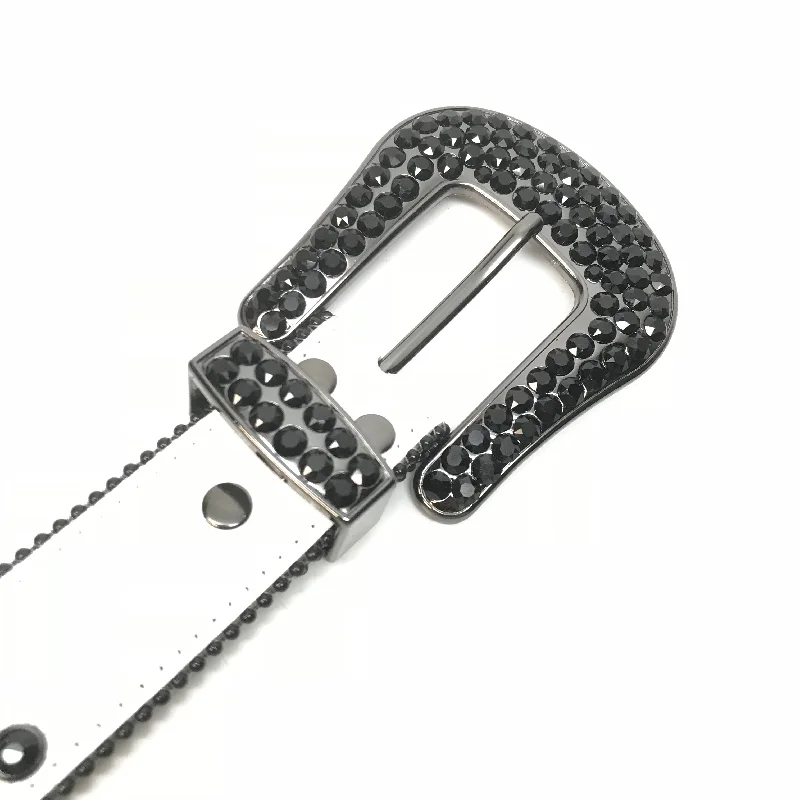 b.b. Simon White Black Double Row Black Crystal Belt