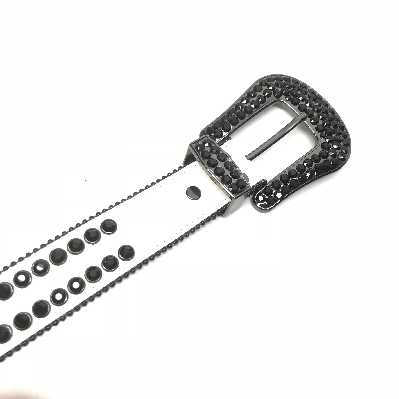 b.b. Simon White Black Double Row Black Crystal Belt