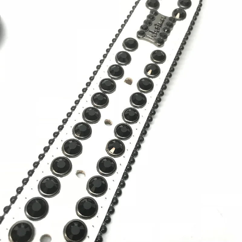 b.b. Simon White Black Double Row Black Crystal Belt