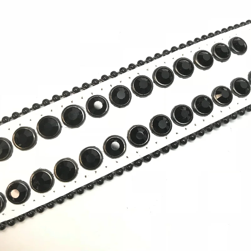 b.b. Simon White Black Double Row Black Crystal Belt