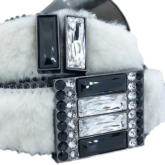 b.b. Simon White Fur Crystal Belt