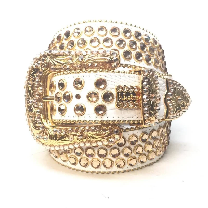 b.b. Simon Fully loaded 'Gold White Croc' Crystal Belt