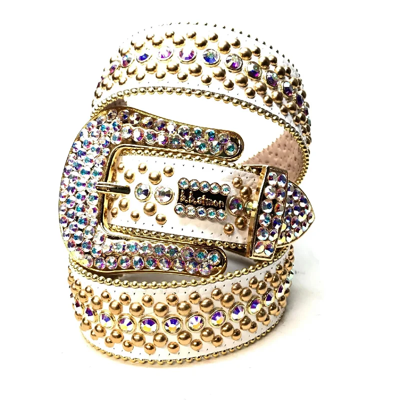 b.b. Simon 'White Gold' Full Iridescent Crystal Belt