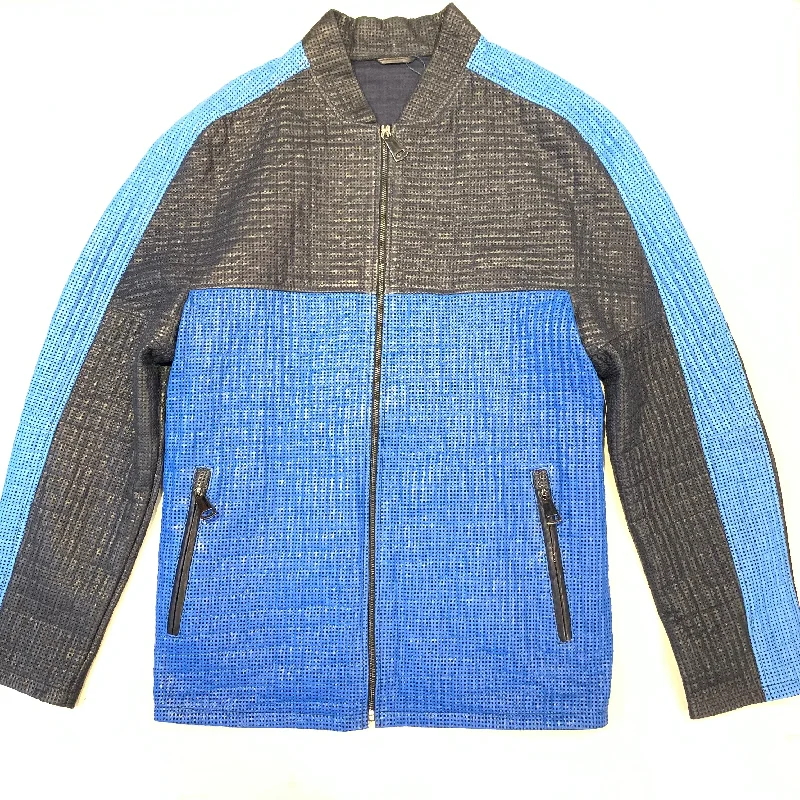 Barya NewYork Blue 3-tone Perforated Lambskin Jacket