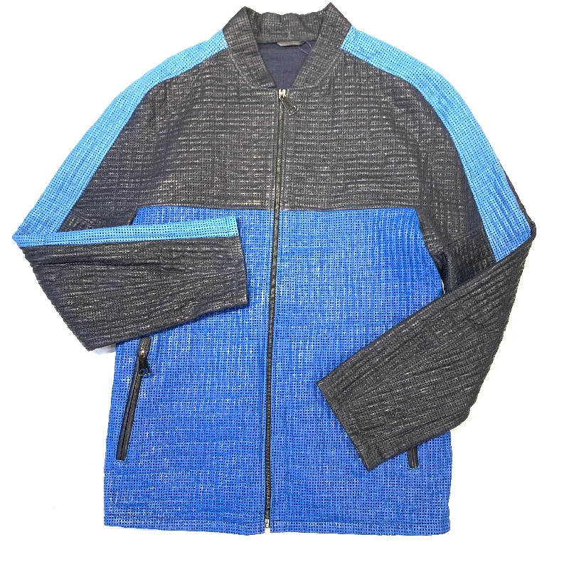 Barya NewYork Blue 3-tone Perforated Lambskin Jacket