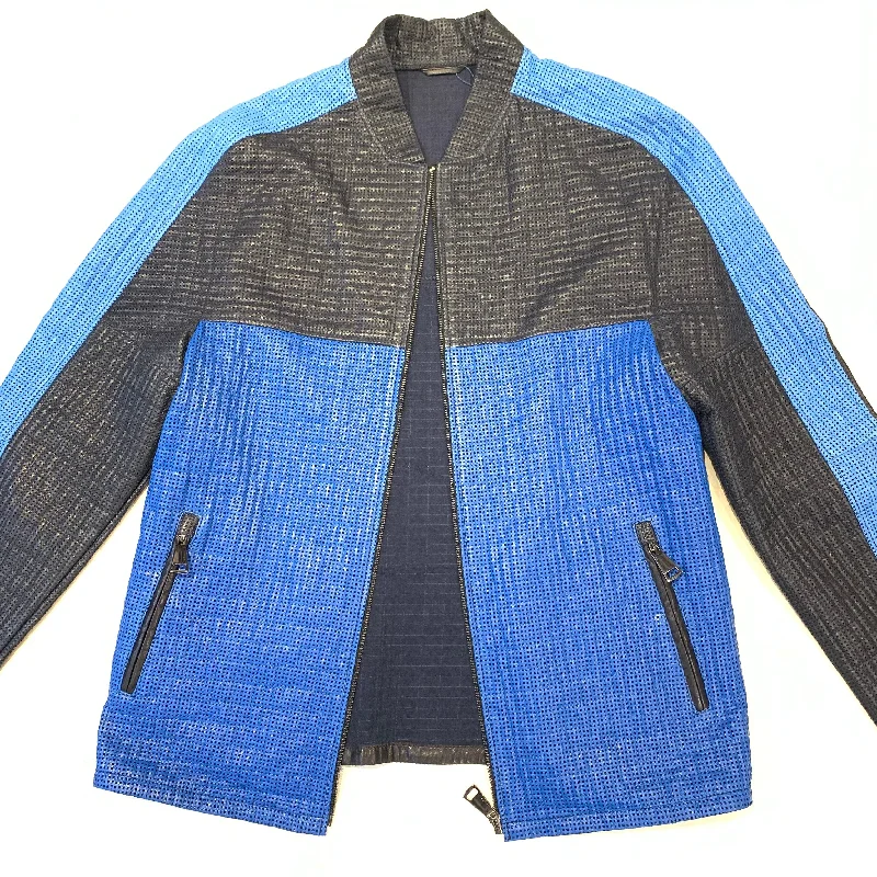 Barya NewYork Blue 3-tone Perforated Lambskin Jacket