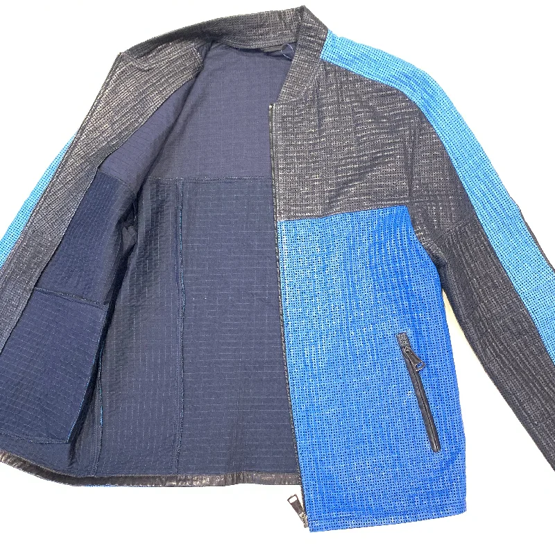 Barya NewYork Blue 3-tone Perforated Lambskin Jacket