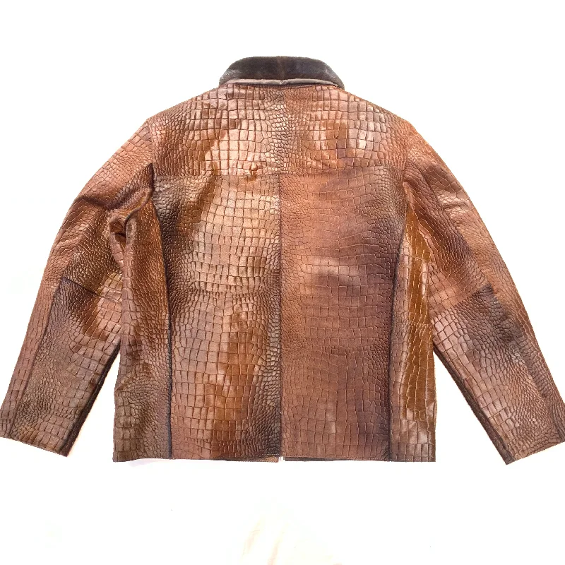 Barya NewYork Men's Brown Pony Hair/Mink Gator Embossed Jacket