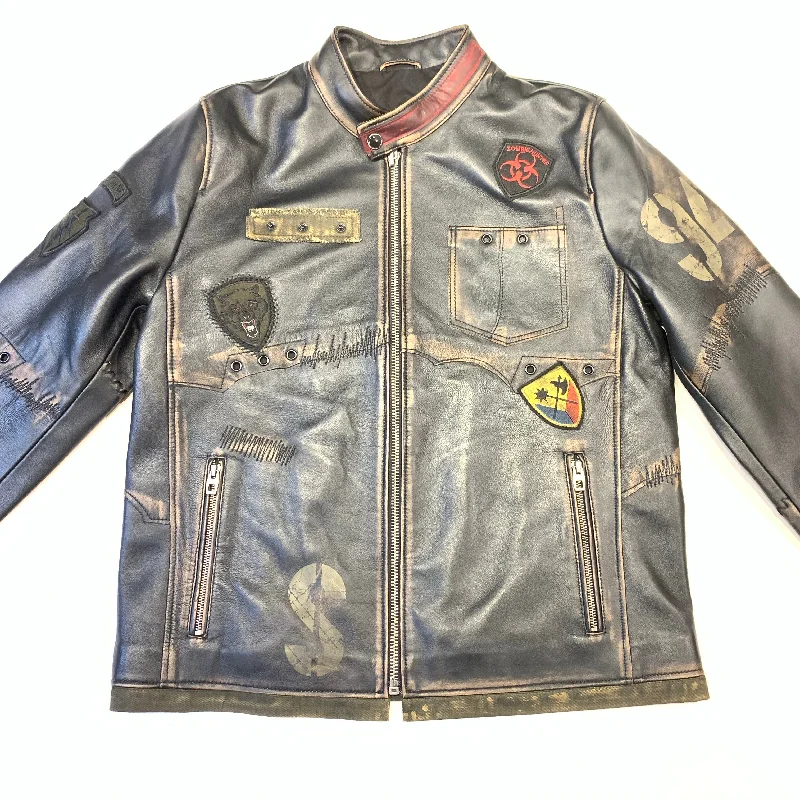 Barya NewYork War Zone Patched Lambskin Bomber Jacket