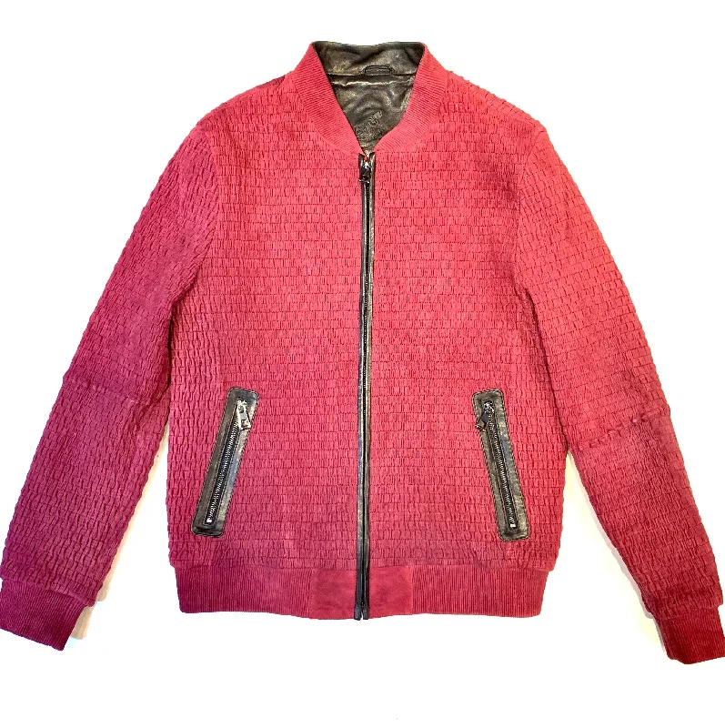 Barya NewYork Wine Lambskin Weaved Jacket