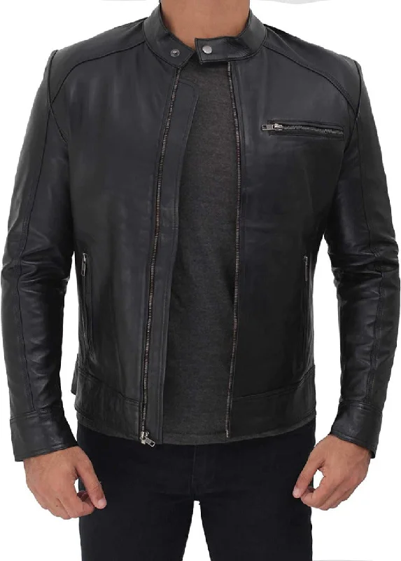 Black Cafe Racer Jacket - ChersDelights Leather