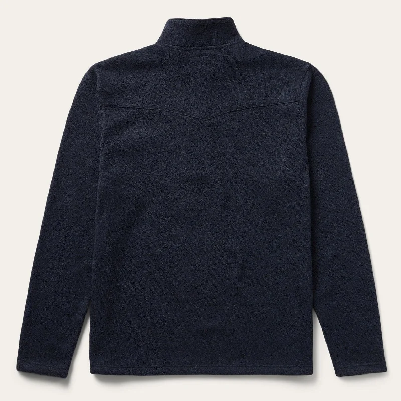 Button-Front Blue Pullover Knit Sweater