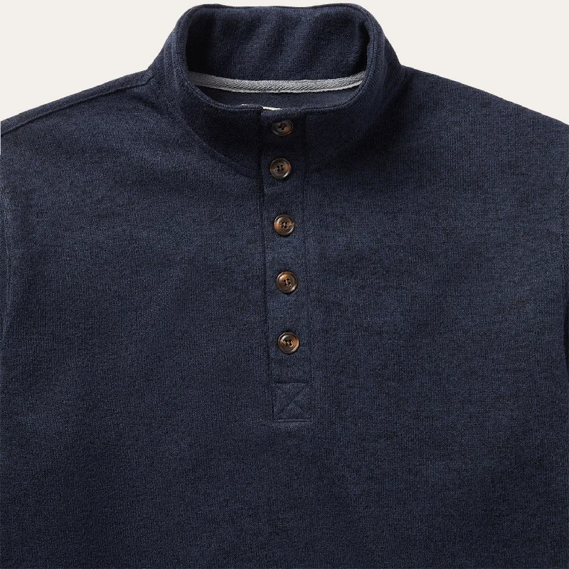 Button-Front Blue Pullover Knit Sweater