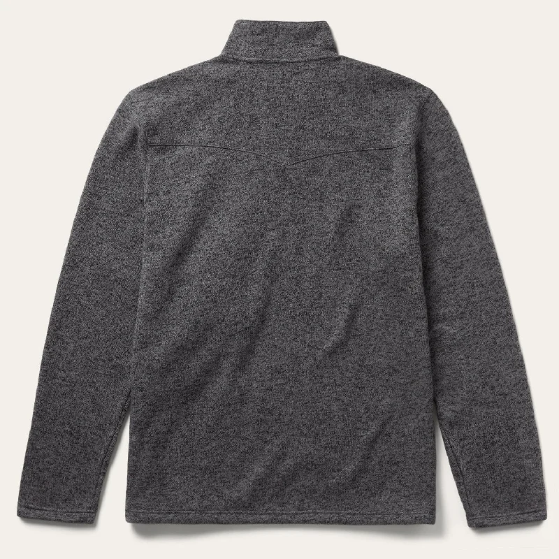 Button-Front Grey Pullover Knit Sweater