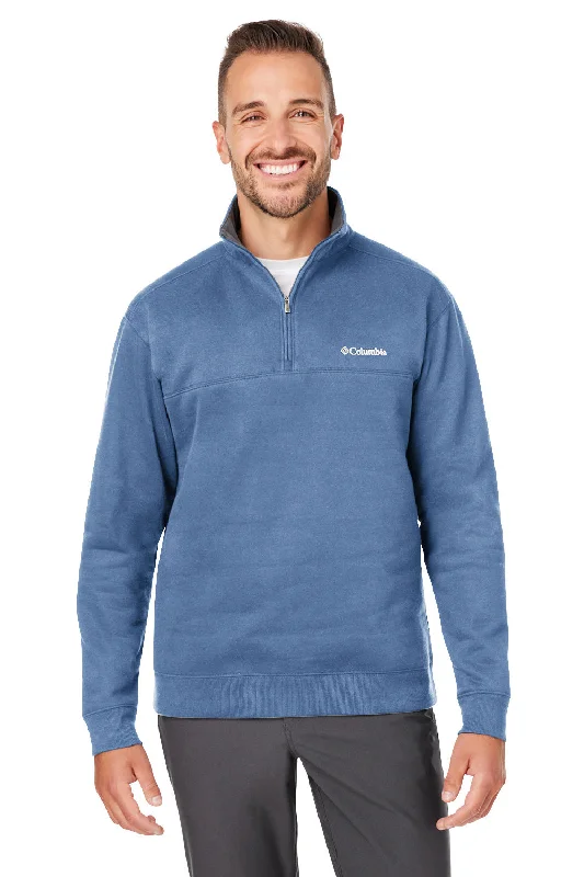 Columbia Mens Hart Mountain Long Sleeve 1/4 Zip Sweater - Heather Carbon Blue