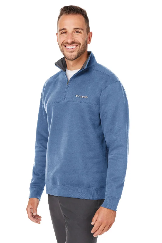 Columbia Mens Hart Mountain Long Sleeve 1/4 Zip Sweater - Heather Carbon Blue