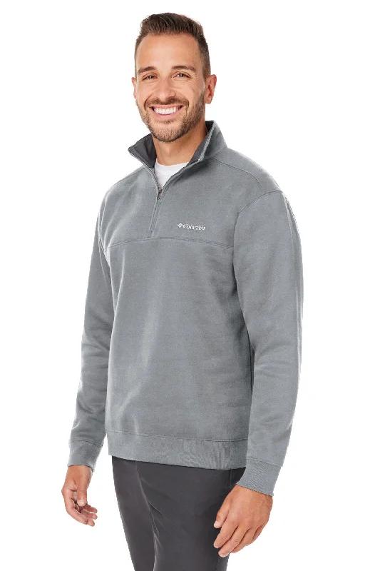 Columbia Mens Hart Mountain Long Sleeve 1/4 Zip Sweater - Heather Charcoal Grey