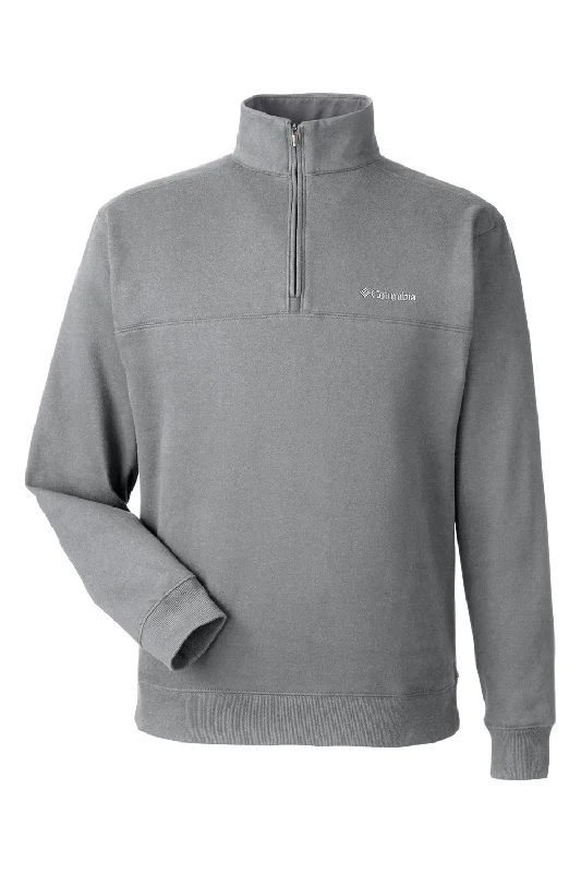 Columbia Mens Hart Mountain Long Sleeve 1/4 Zip Sweater - Heather Charcoal Grey