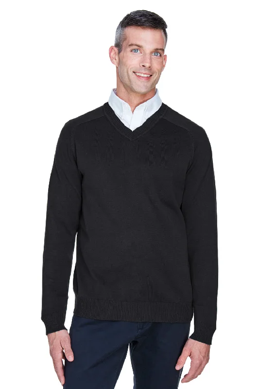 Devon & Jones Mens Wrinkle Resistant V-Neck Sweater - Black - Closeout