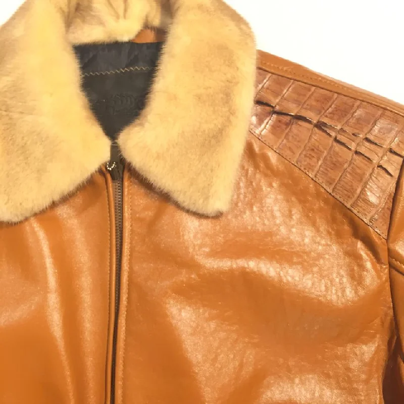 G-Gator 2057 Cognac Alligator/Mink Bomber Jacket