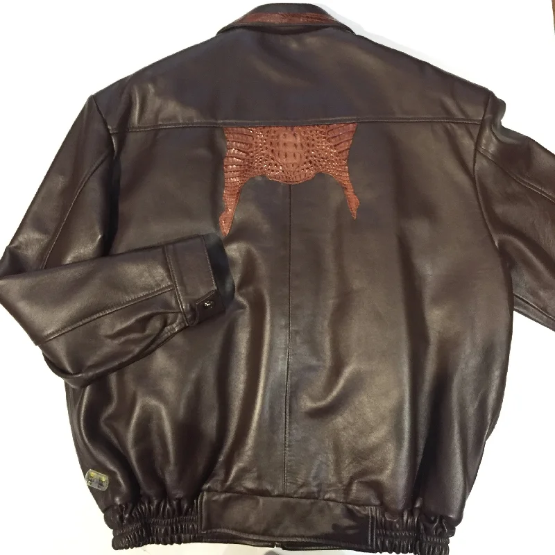 Kashani Chocolate Alligator/Lamb Bomber Jacket