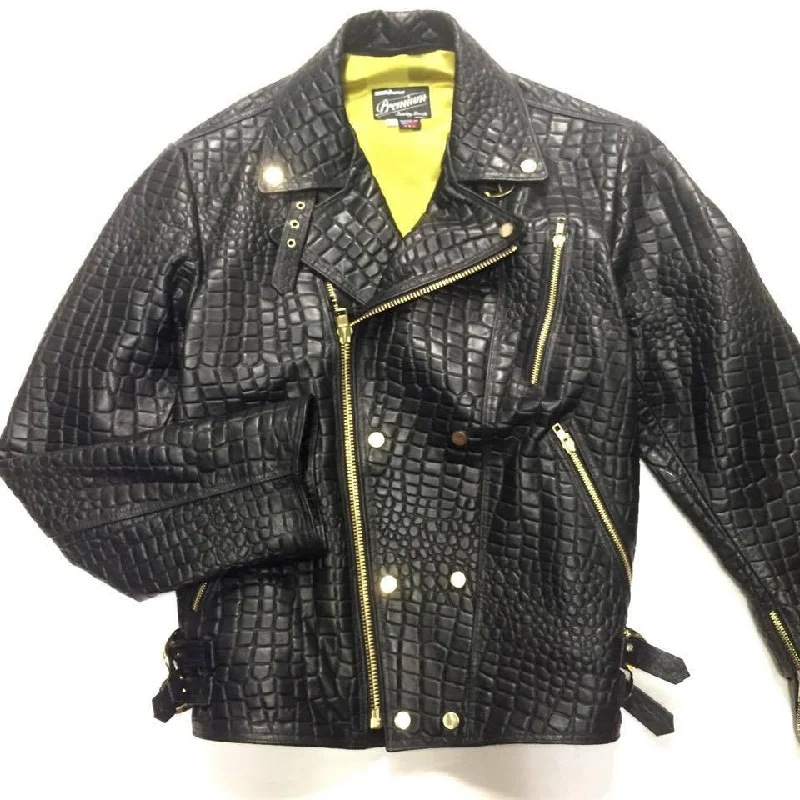 G-Gator Alligator Embossed Lambskin Moto Jacket