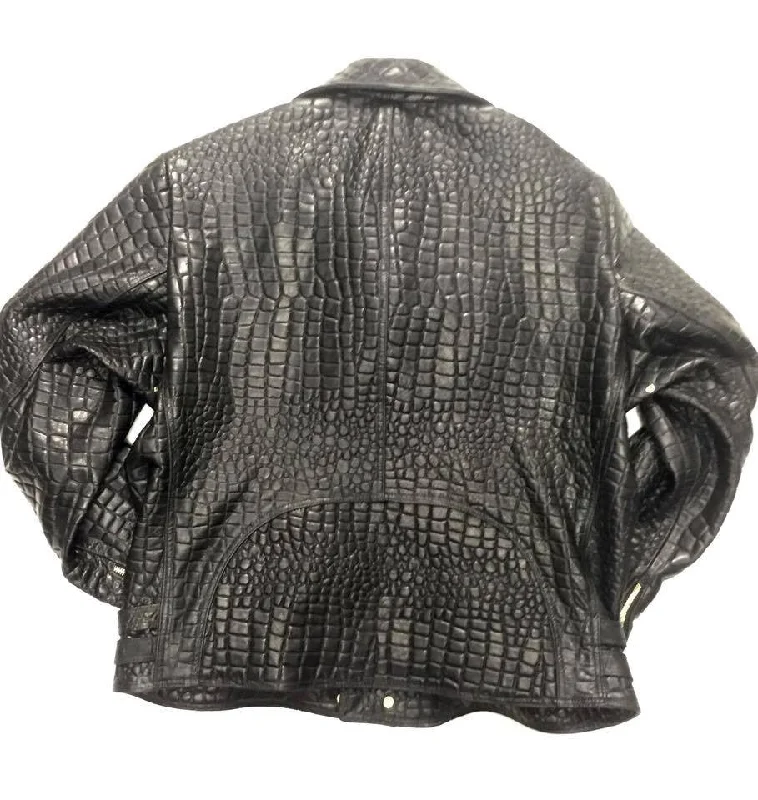 G-Gator Alligator Embossed Lambskin Moto Jacket