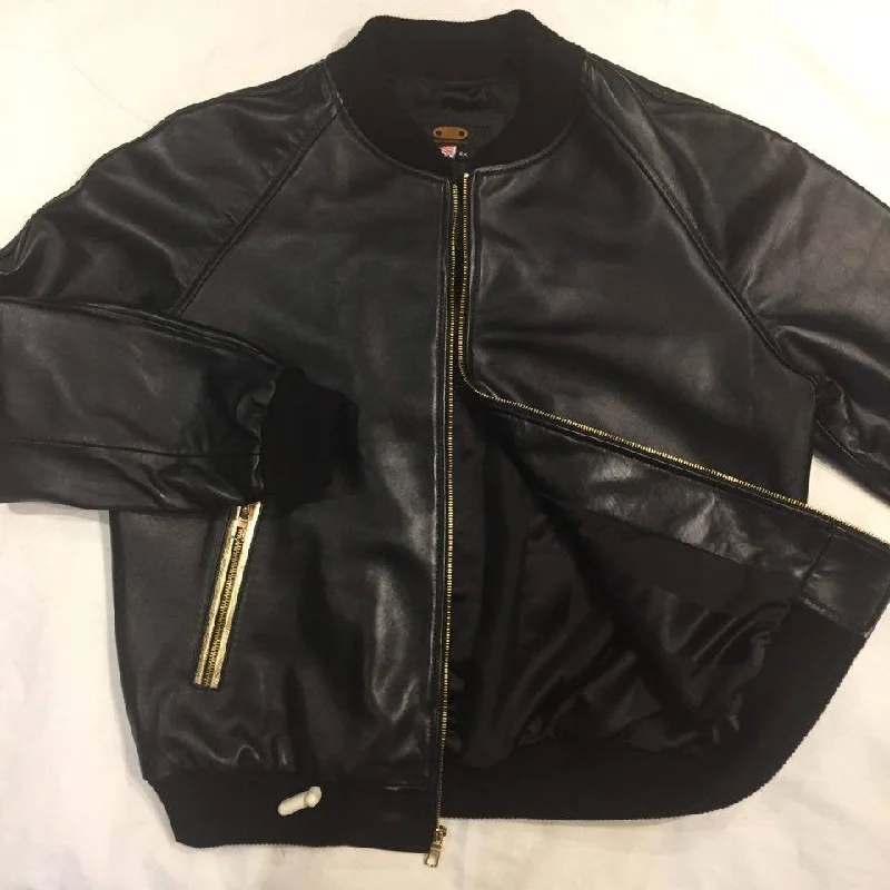 G-Gator Black/Gold Lambskin Bomber Jacket