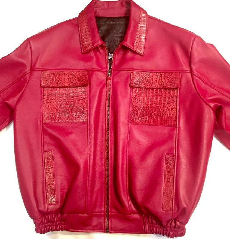 G-Gator Candy Red Alligator/Lambskin Bomber Jacket