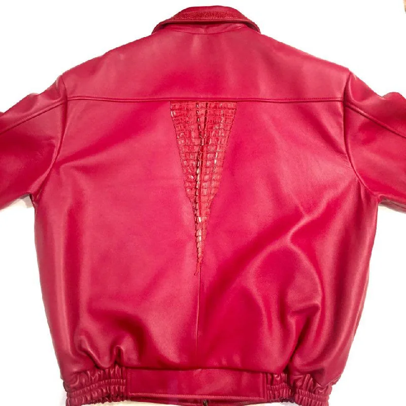 G-Gator Candy Red Alligator/Lambskin Bomber Jacket