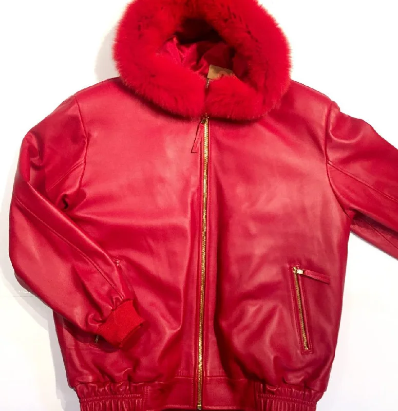 G-Gator Candy Red Mink/Lambskin Bomber Jacket