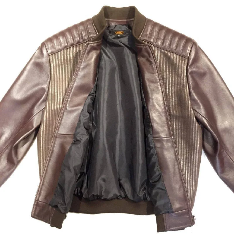 G-Gator Chocolate Lambskin/Fabric Varsity Jacket