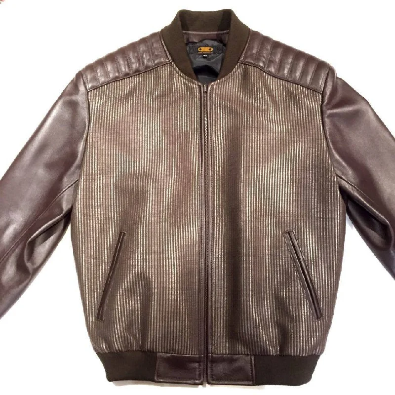 G-Gator Chocolate Lambskin/Fabric Varsity Jacket