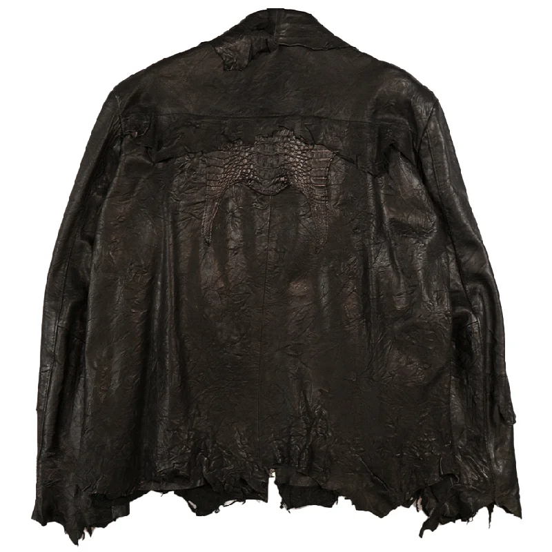 Kashani Jet Black Crocodile/Lambskin Bomber Jacket