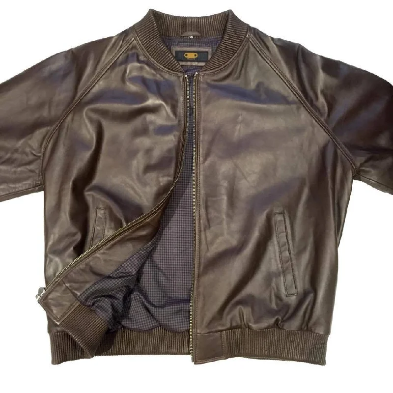 G-Gator Men's Chocolate Leather Lambskin Varsity Jacket