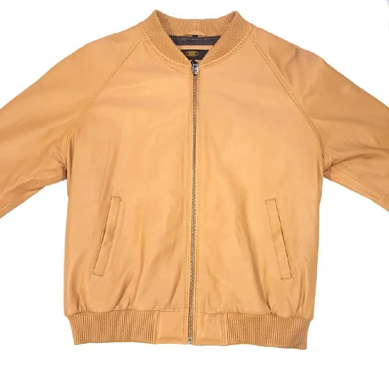 G-Gator Tan Leather Lambskin Varsity Jacket