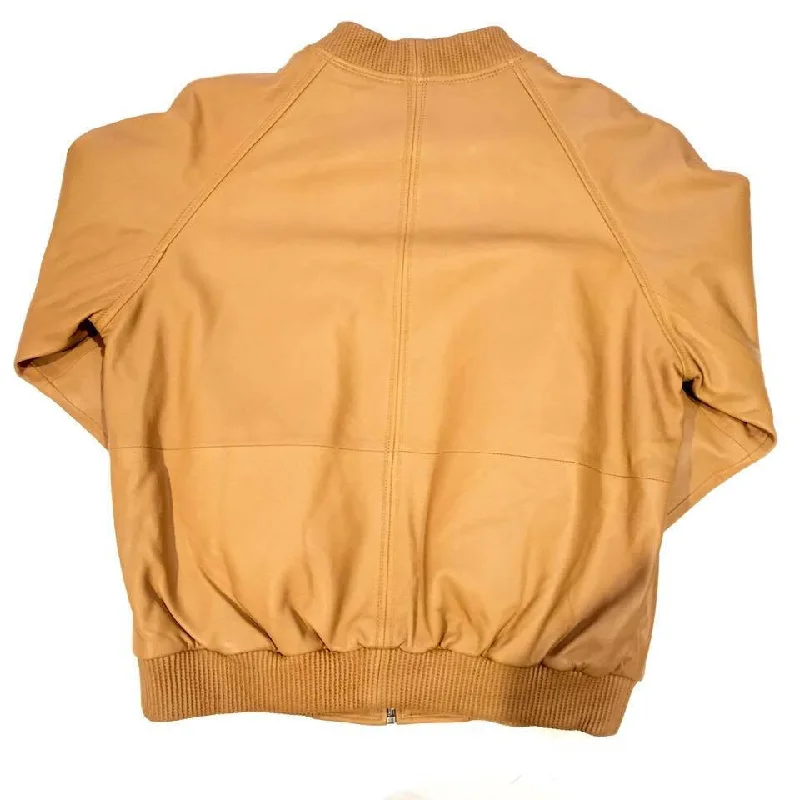 G-Gator Tan Leather Lambskin Varsity Jacket