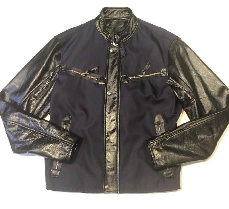 G-Gator Zipper Lambskin & Mesh Leather Jacket