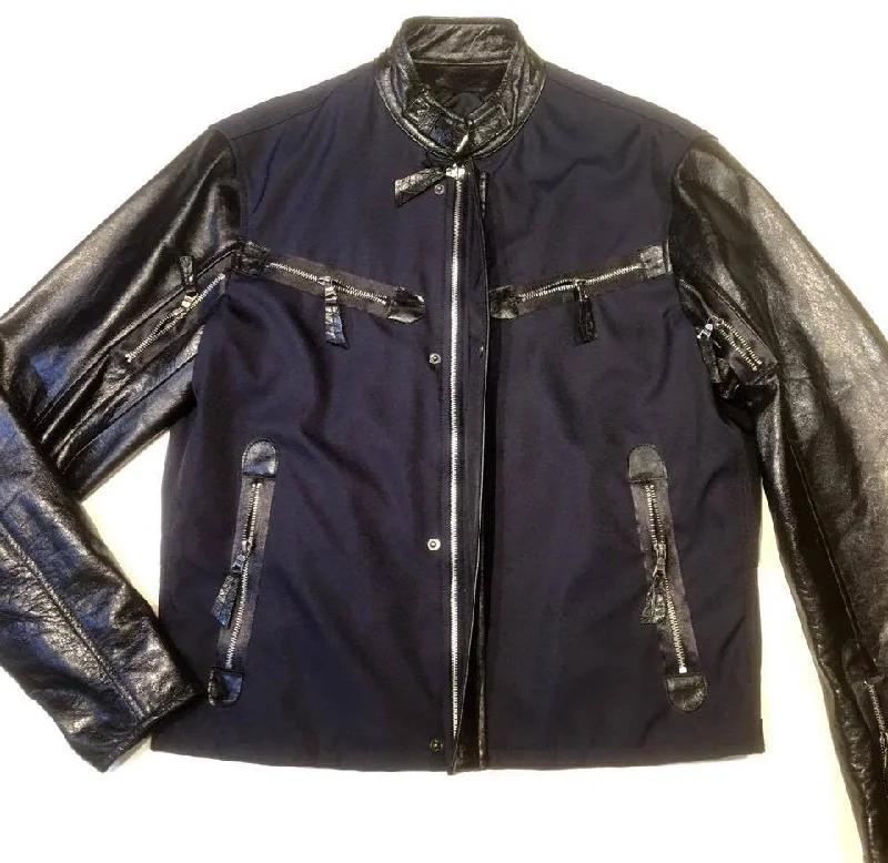 G-Gator Zipper Lambskin & Mesh Leather Jacket