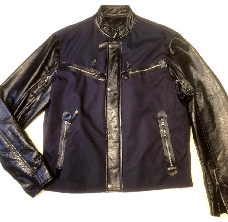 G-Gator Zipper Lambskin & Mesh Leather Jacket