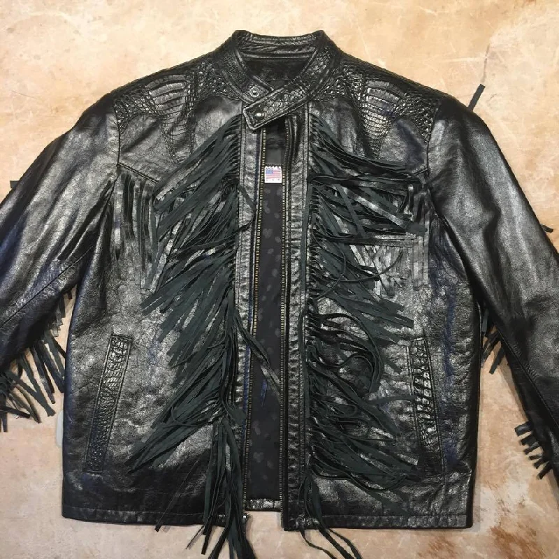 G-Gator Adult Gator Black Tassle Bomber Jacket