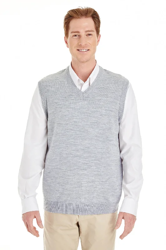 Harriton Mens Pilbloc Pill Resistant V-Neck Sweater Vest - Heather Grey