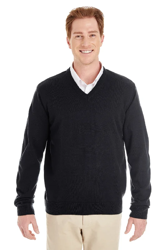 Harriton Mens Pilbloc Pill Resistant V-Neck Long Sleeve Sweater - Black