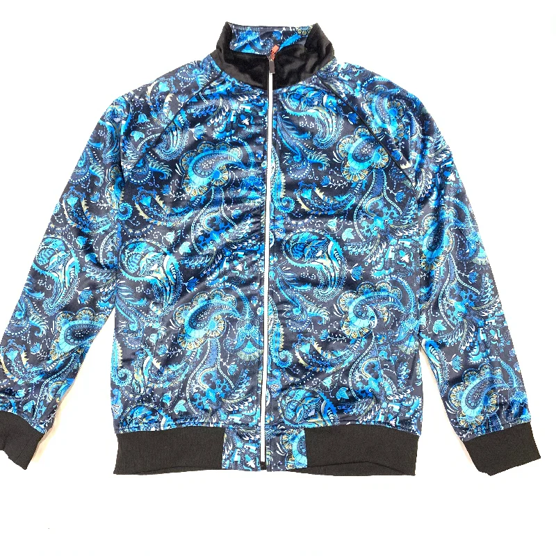 Inserch Blue Paisley Velour Zip Up Jacket