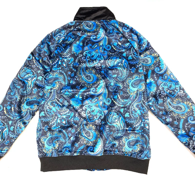 Inserch Blue Paisley Velour Zip Up Jacket