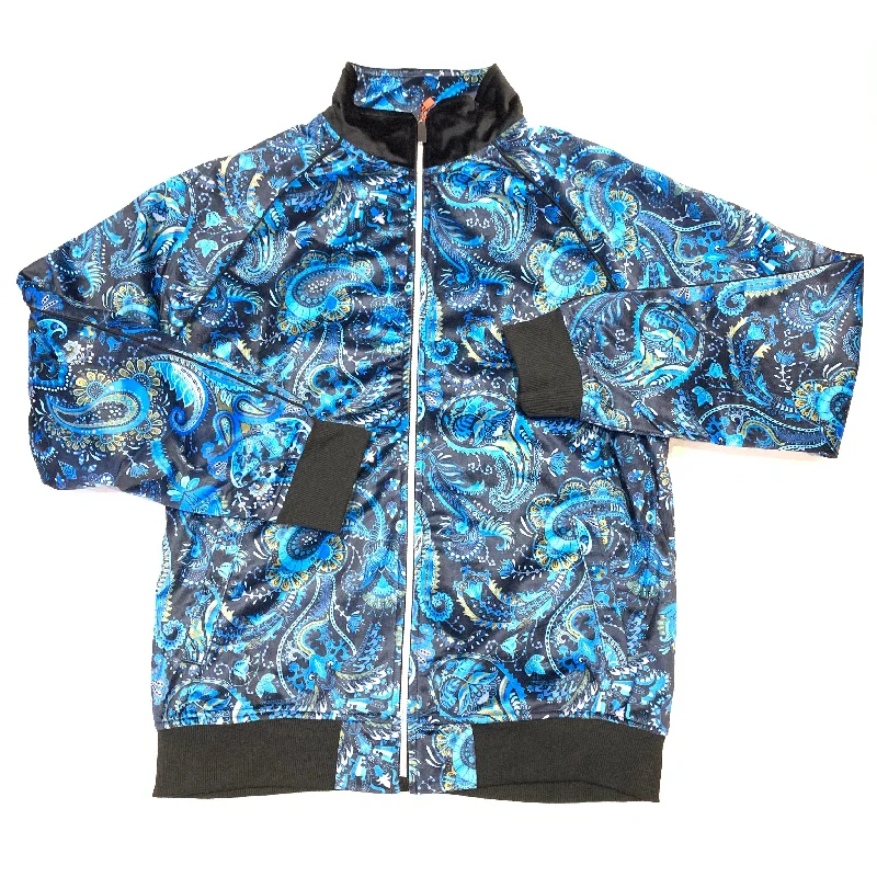 Inserch Blue Paisley Velour Zip Up Jacket